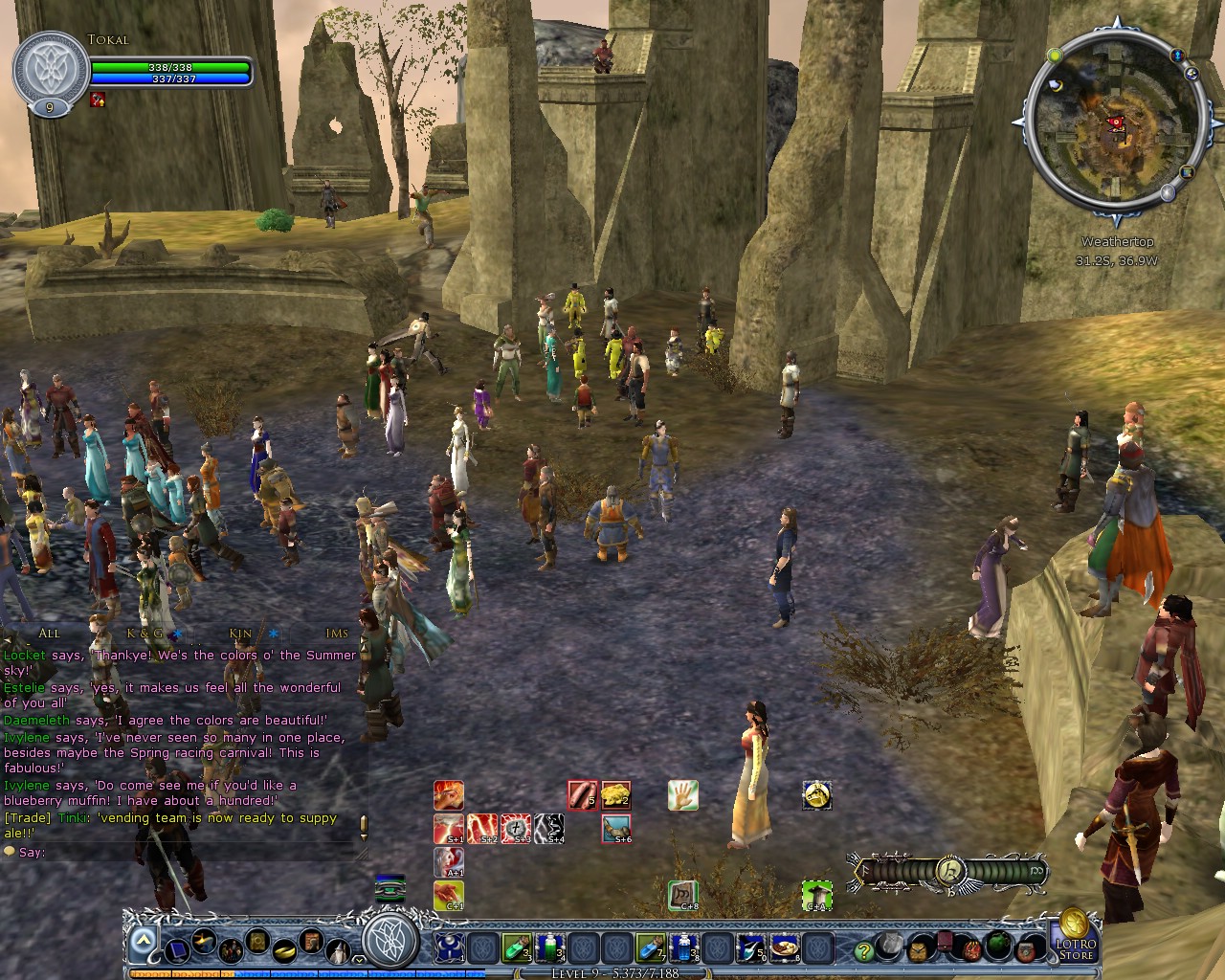 Image: The vendor team arrives at the Weathertop, selling tokens and ale