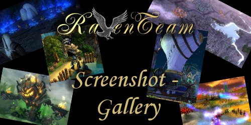 Collage und Text: Raventeam Logo - Screenshot Galerie